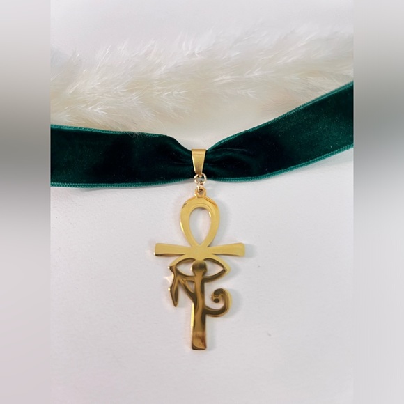 Ankh Pendant Choker - Ancient Egyptian Velvet Choker - Protection Choker - Picture 5 of 9